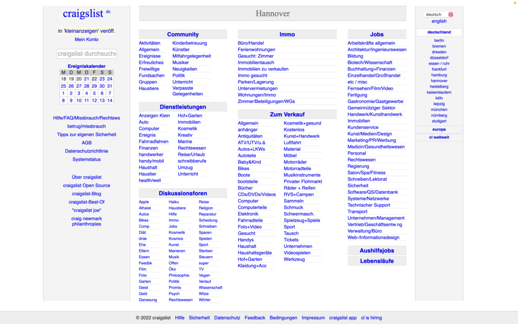 A view of craiglist.org